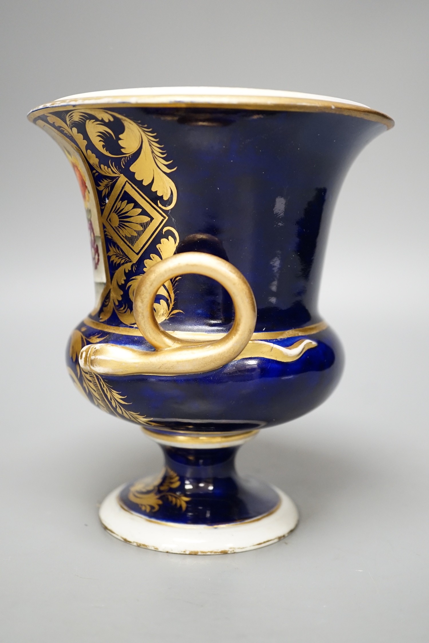 An early 19th century Derby two handled vase. 16cm high